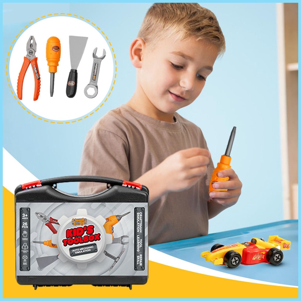 Tool Box For Kids Mechanic Toys Racing Car STEM Construction Tool Box
