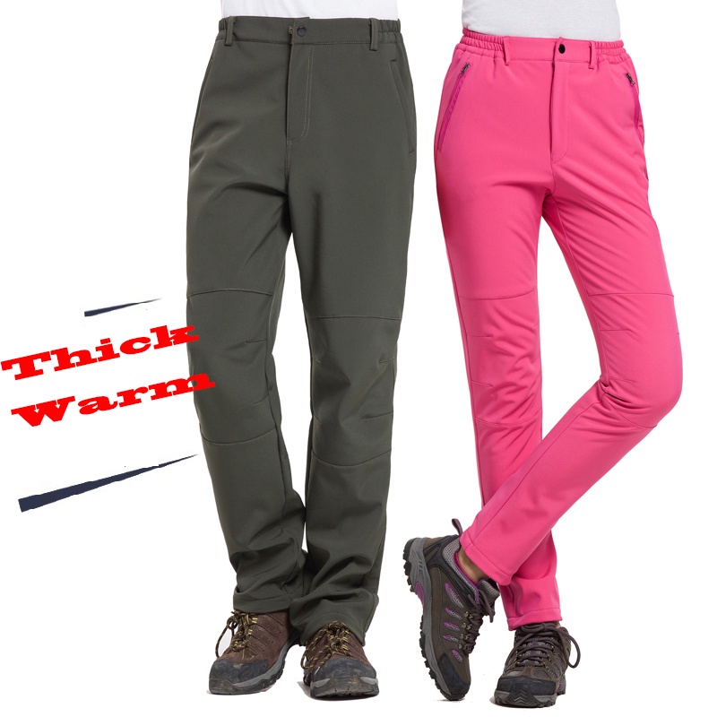 NUONKEO Winter Hiking Pants Men Women Waterproof Softshell Fleece Pants Ski Sports Outdoor Pants