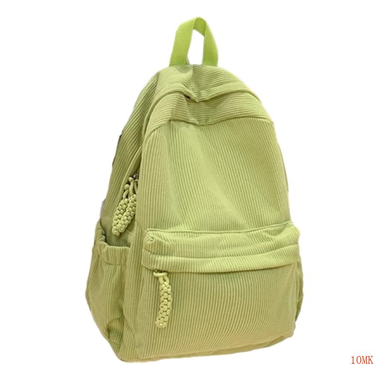 10MK Lightweight Vintage Corduroy Solid Backpack College Book Bags