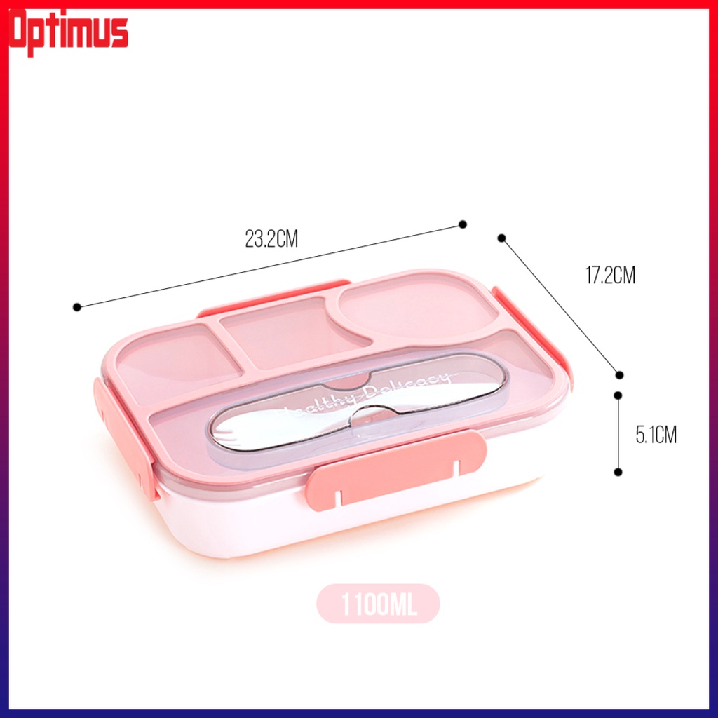 Optimus Depot 6023 Rectangle 1.1L PP Lunch Box 23.2×17.2×5.1cm – Pink ...