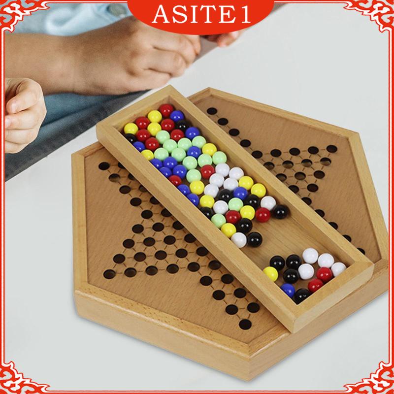 [ Wooden Chinese Checkers Classic Strategy Game Parties Family Creative