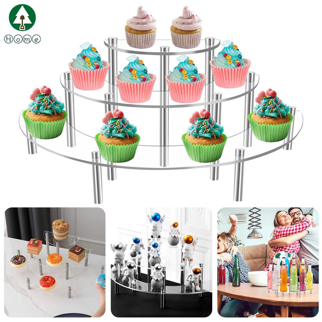 Acrylic Risers Display Stand 3 Tier Clear Cupcake Stand Display Holder