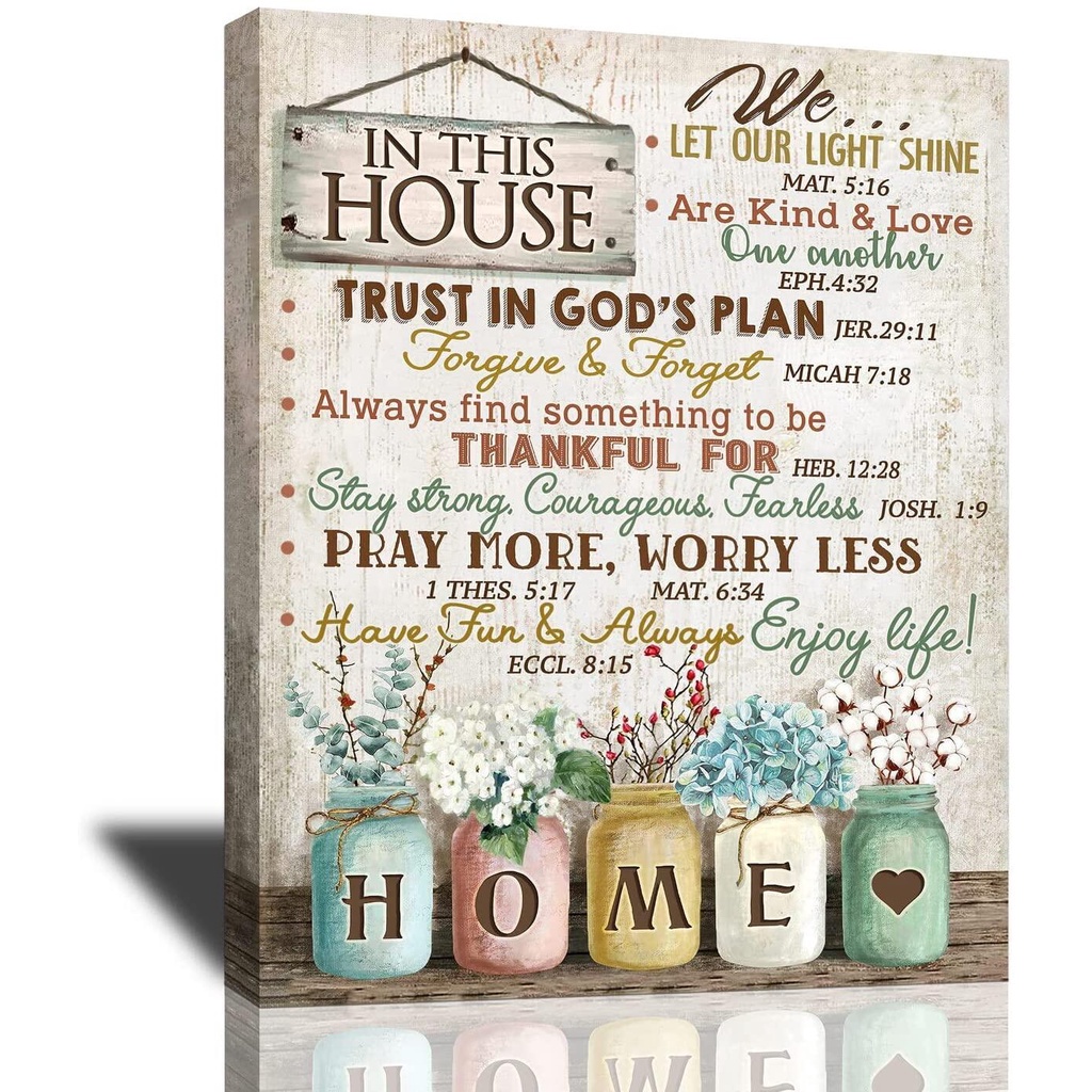 Rustic Farmhouse Wall Art in This House Inspirational Quotes Wall Decor ...