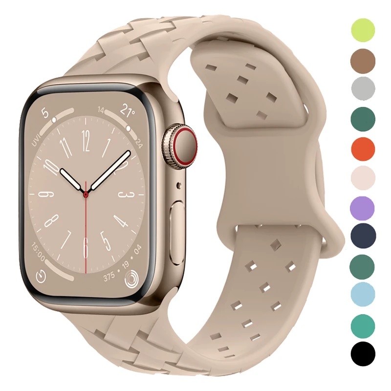 Silicone Strap Sport Breathable Bracelet compatible for Apple Watch Ultra 2 49mm 44mm 40mm 45Mm 41mm 38mm 42mm IWatch Series 9 8 7 6 5 3 se 4