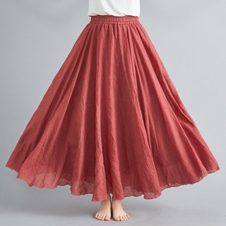 MK Women Skirt Women Maxi Skirt Elastic A Line Maxi Long Skirt