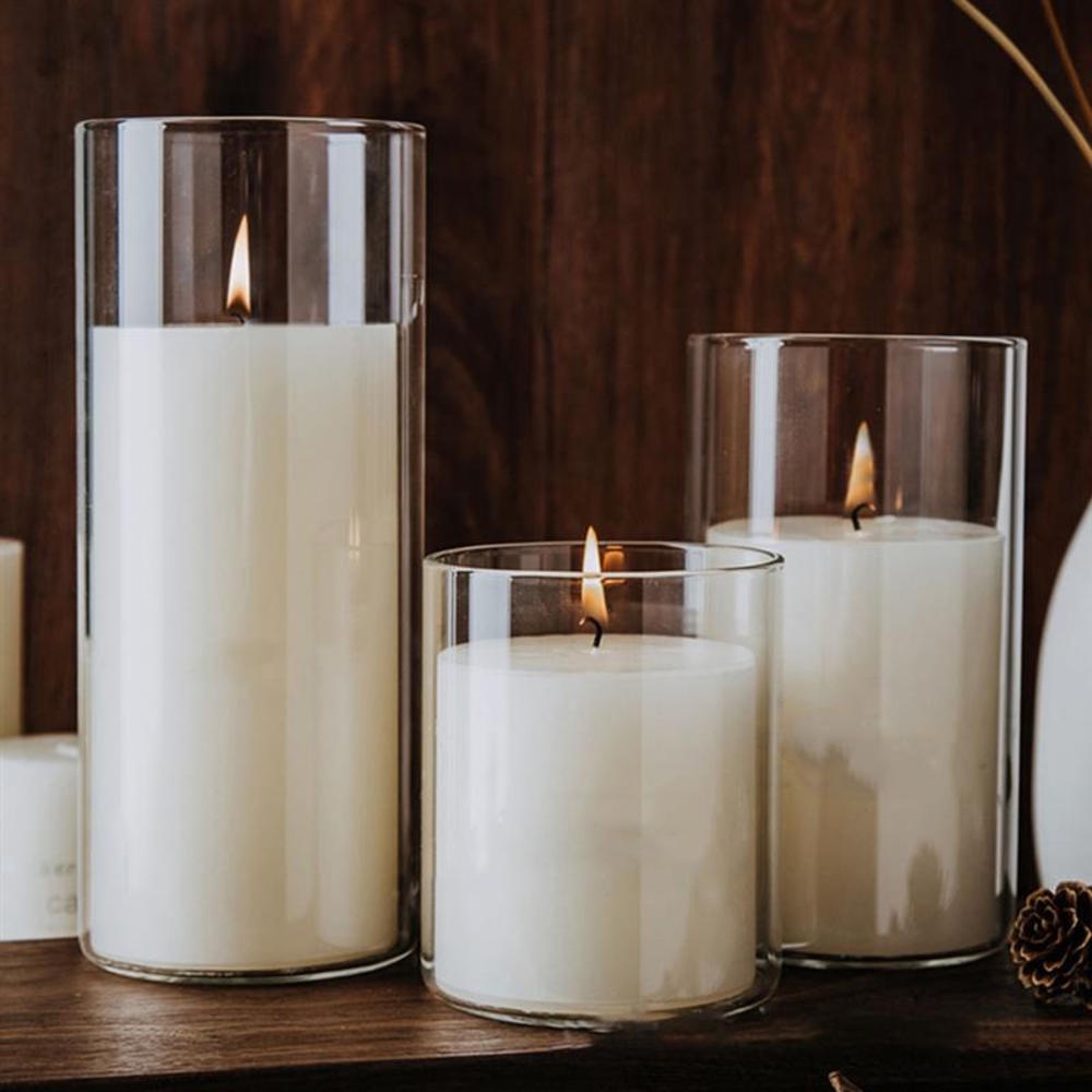 Simple Transparent Candlestick Empty Cups Candle Cup Holder Candles ...