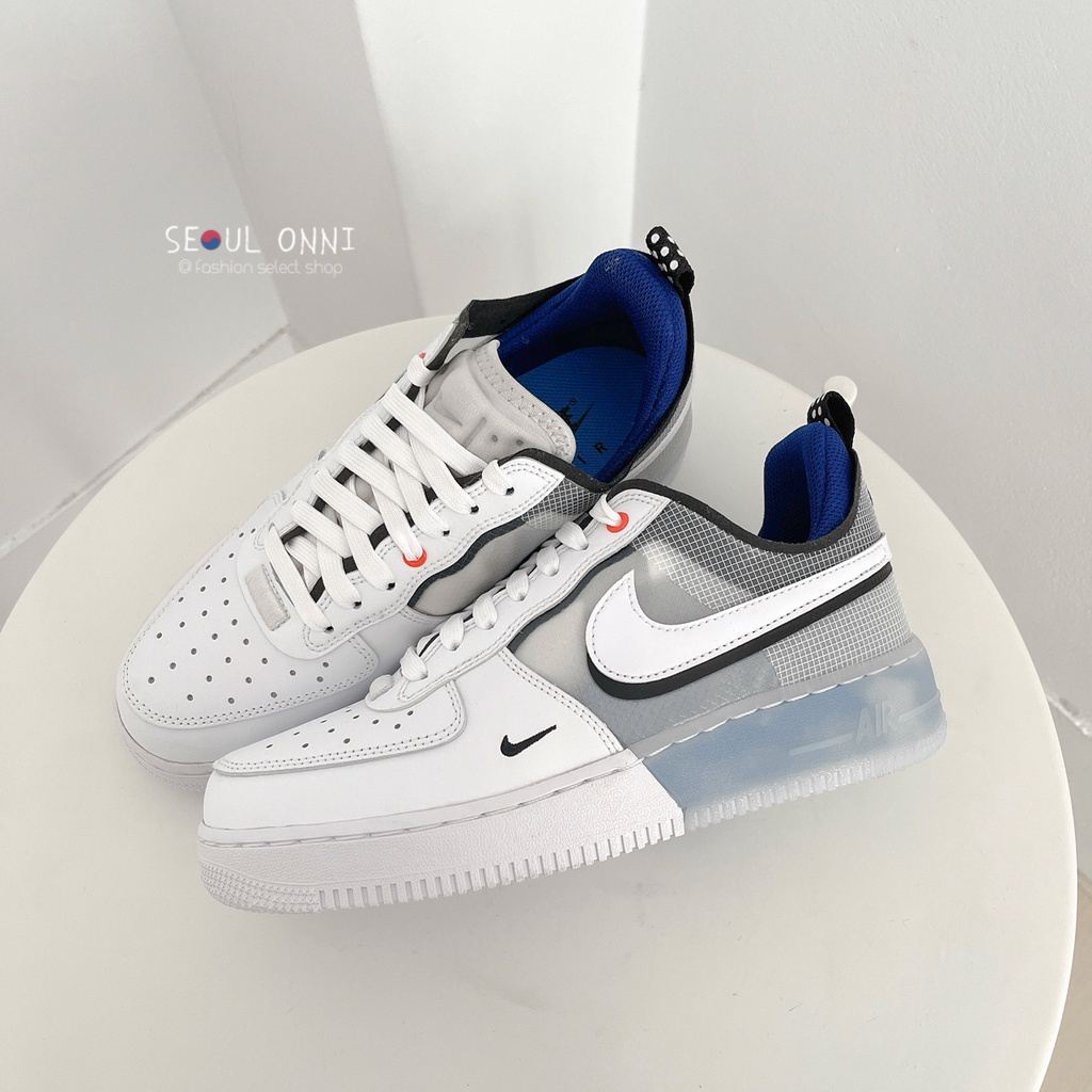 Nike Air Force 1 Low React AF1 Stitching White Blue Platform