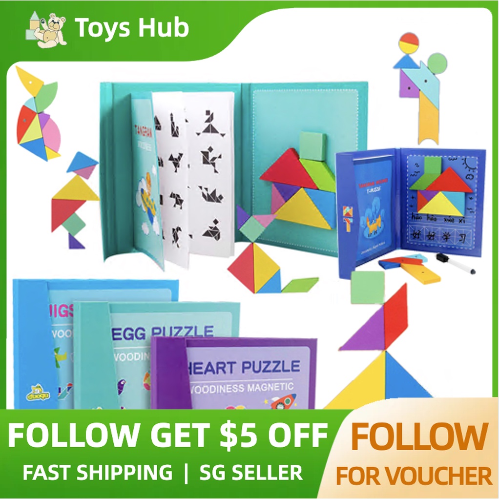 3D Magnetic Toys Jigsaw Tangram Puzzles for Kids Montessori Learning ...
