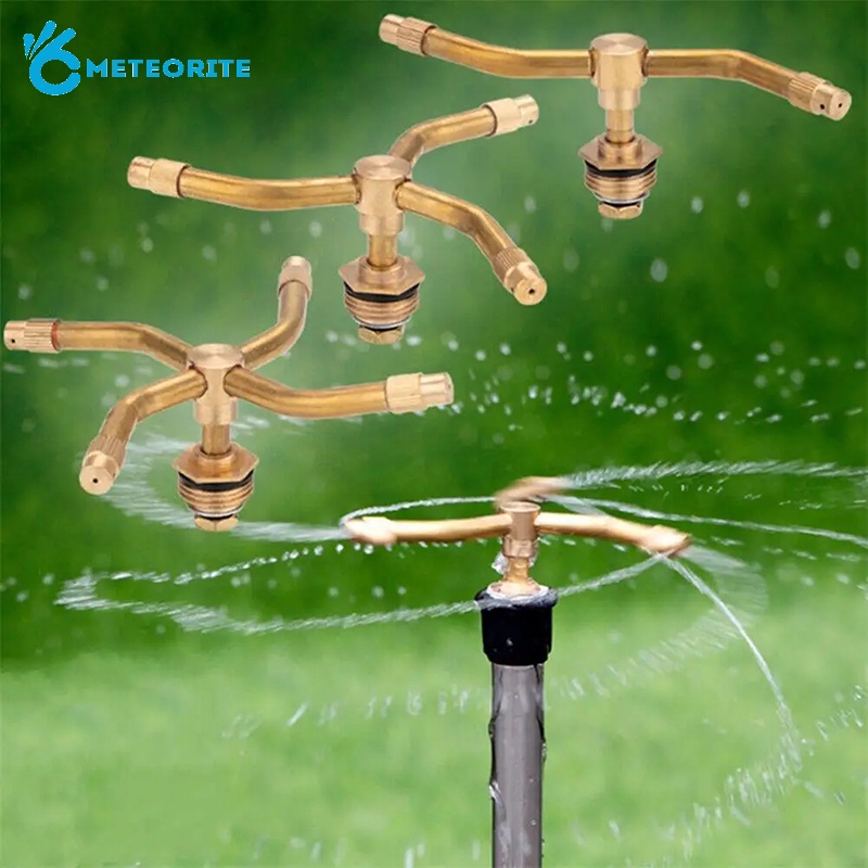 Practical 360 Degrees Autorotation Multiple Arms Brass Irrigation Sprinkler Head Garden Lawn