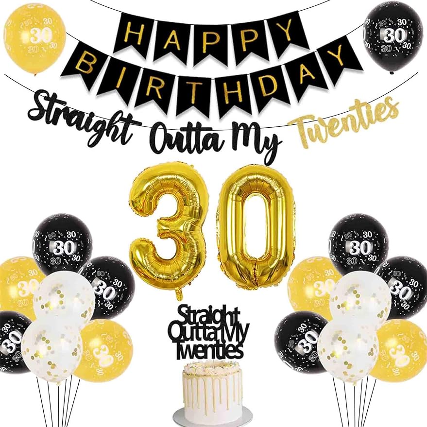 JOYMEMO Ruhestandsparty-Dekoration-Set – Marineblau/gold, Inkl. Banner, Schärpe, Ballons & Pompons (30 Teile)
