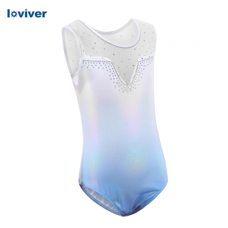 Kids Girls Sleeveless Gymnastics Leotards With Workout Shorts