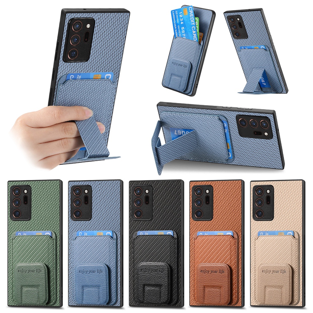 For Samsung Note 20 Ultra Note 10 Plus Note 9 Wallet Carbon fiber ...