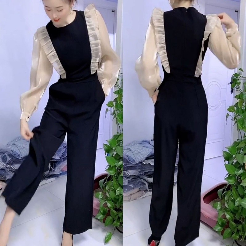 P Pylene ️jingjing ️fashion Jumpsuit Suit Womens Spring New Style Western Style High Waist 3144