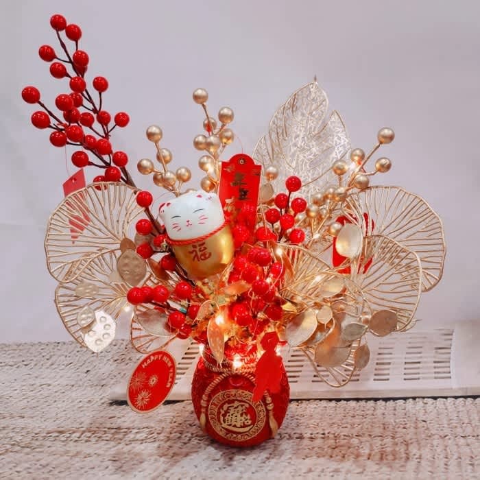 Cny CAISEN Flower Hampers - CNY Flower Set Vase Chinese New Year ...