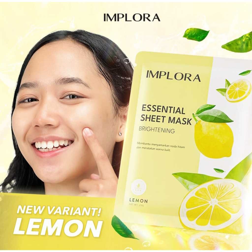 Implora Essential Sheet Mask 25g - Brightening ( Lemon ) / Merah Jingga Official - Gambar 2