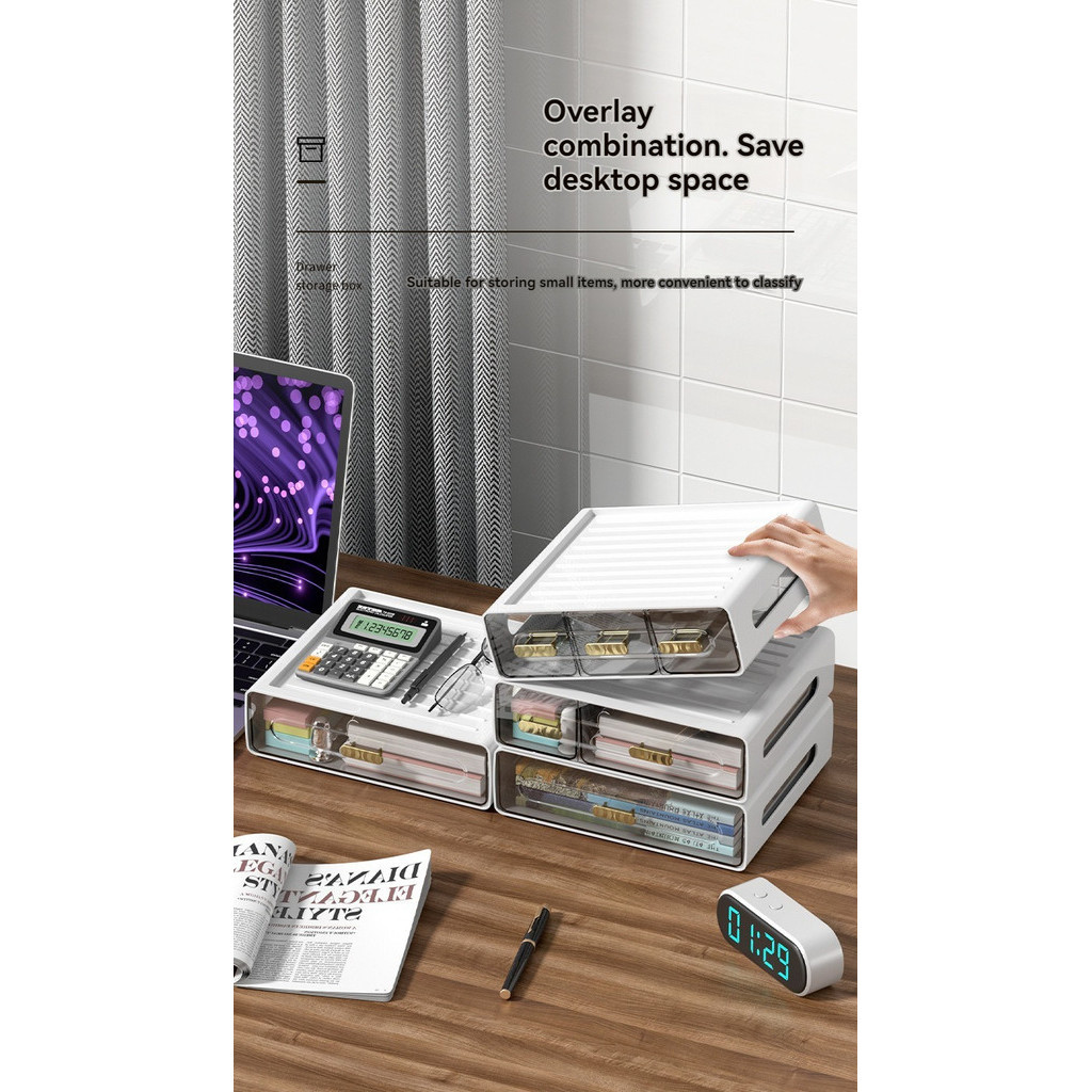Desktop Storage Box Tidy Box Multi-layer Stackable Drawer-style ...