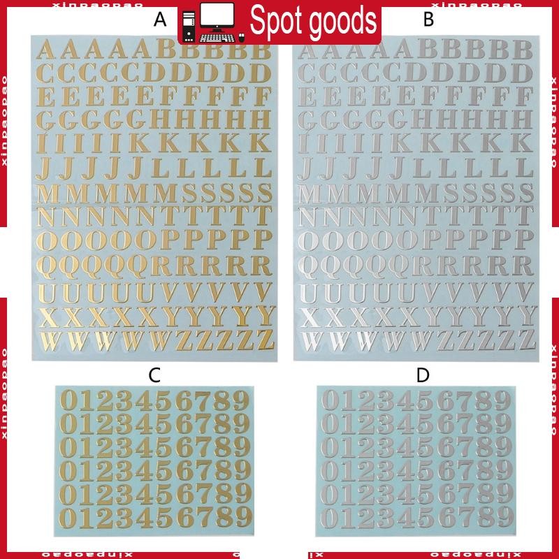 XI 2 Sheets Shiny Letter Alphabet Sticker Self Adhesive Letters Gold ...