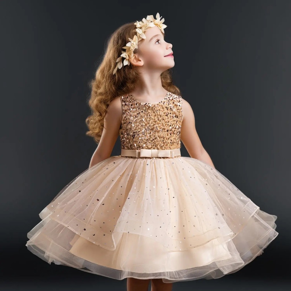 Children's Prom Elegant Dress Girls Sequin Princess Dress