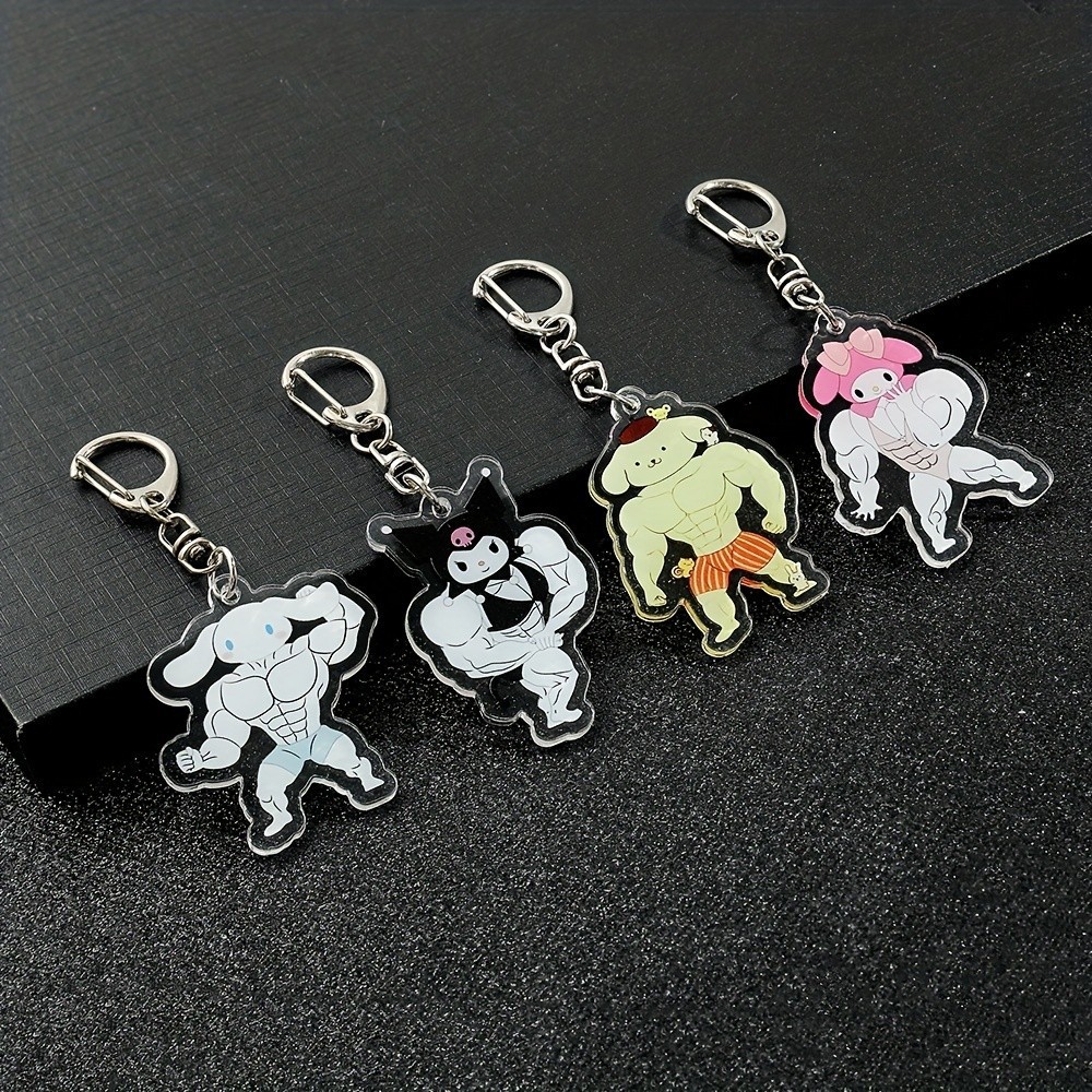 1PC Sanrio Pom Pom Purin Kuromi My Melody Cinnamoroll Acrylic Keychain ...