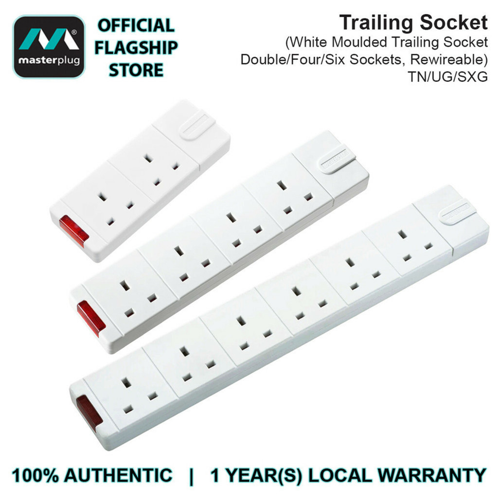 Masterplug TN/ UG/ SXG Double/ Four/ Six Gang Rewireable Trailing ...
