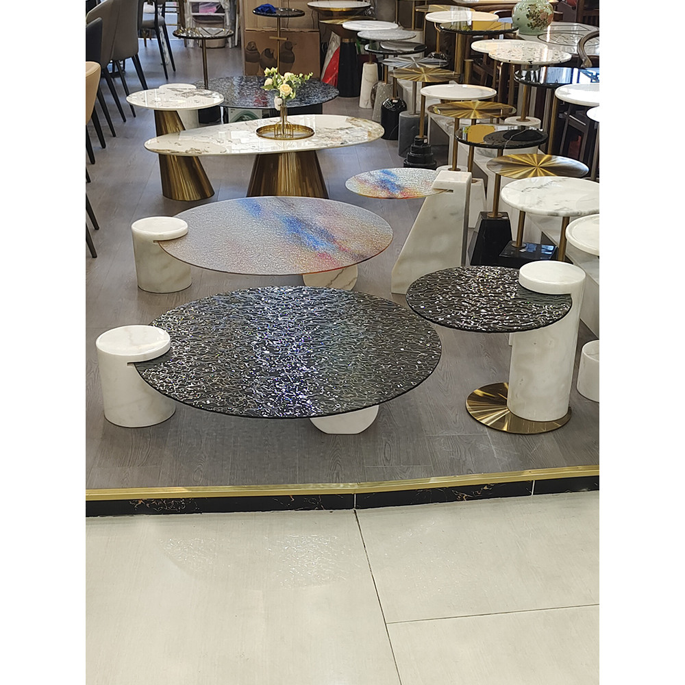 baxter Italian Minimalist Water Ripple Glass Office Coffee Table Living ...