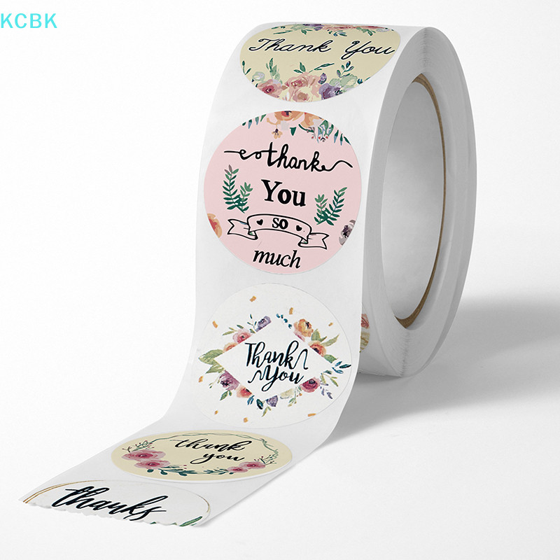 【KC】 500Pcs 1inch Romantic Flowers Thank You Stickers Roll For Envelope ...