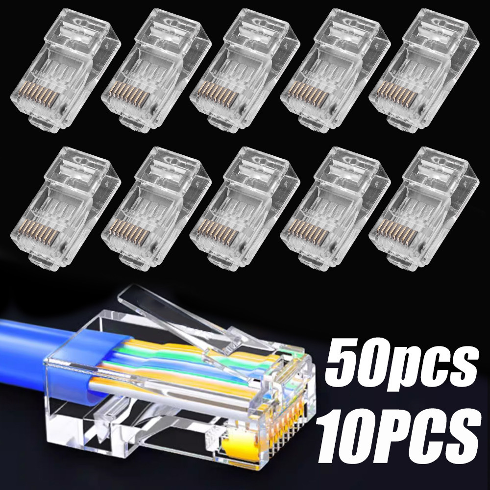 10/50Pcs Network Connector - Trident Chip - Network Wire Head - For ...