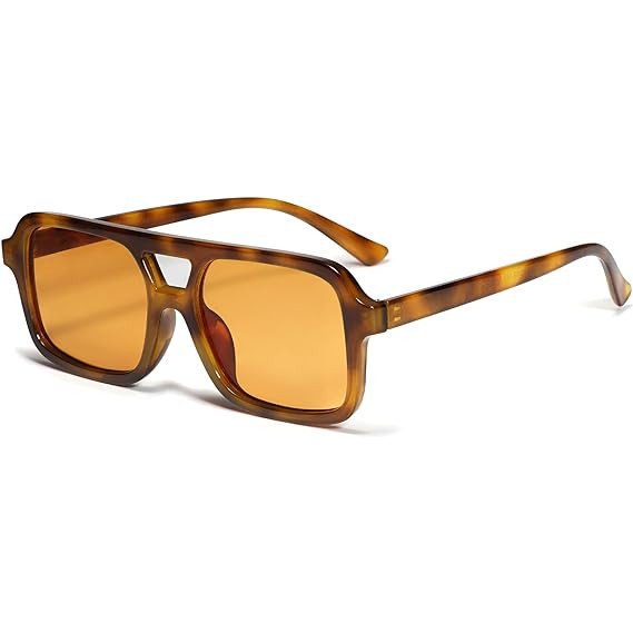Retro 70s Square Aviator Sunglasses for Women Men Vintage Trendy