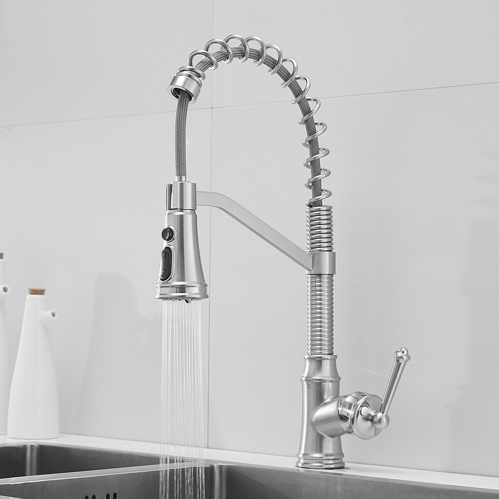 Pull-out Kitchen Sink Faucet,High Arc Spring Kitchen Faucets with 3 ...