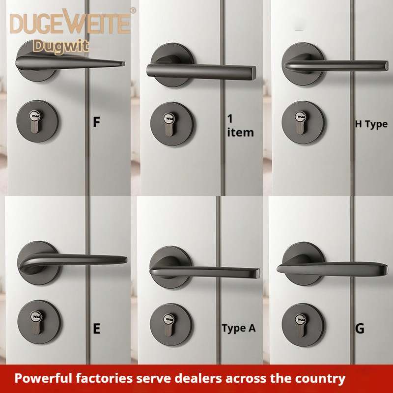[Ready Stock] Gray Door Lock Black Door Lock Indoor Bedroom Room Door ...
