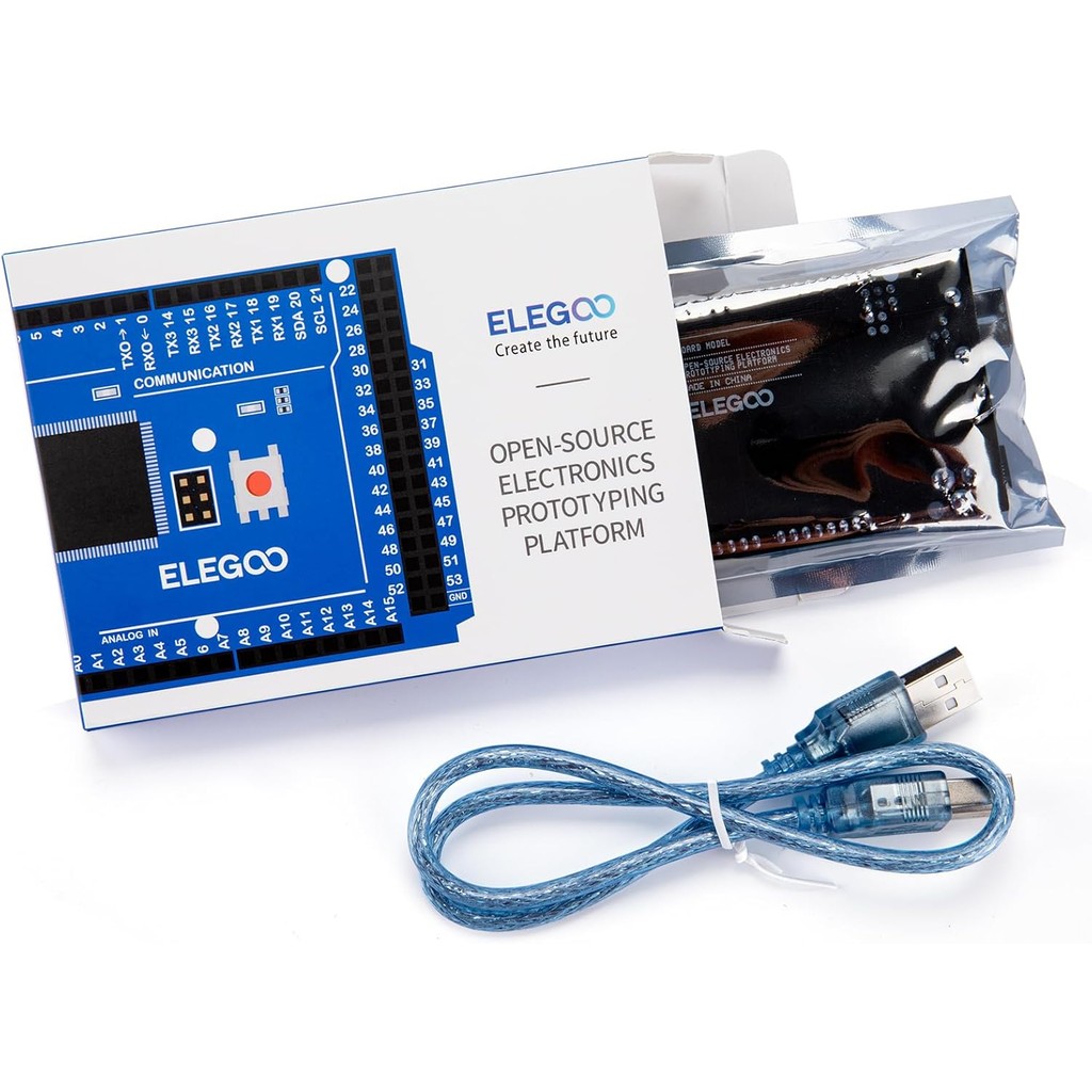 ELEGOO MEGA R3 Board ATmega 2560 + USB Cable Compatible with Arduino ...
