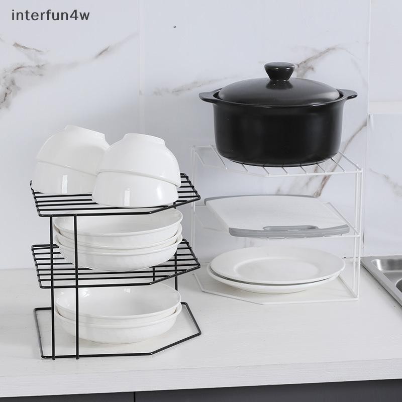interfun4w 3 Layers Dish Drying Rack Kitchen Organizer Corner Shelf Pot ...