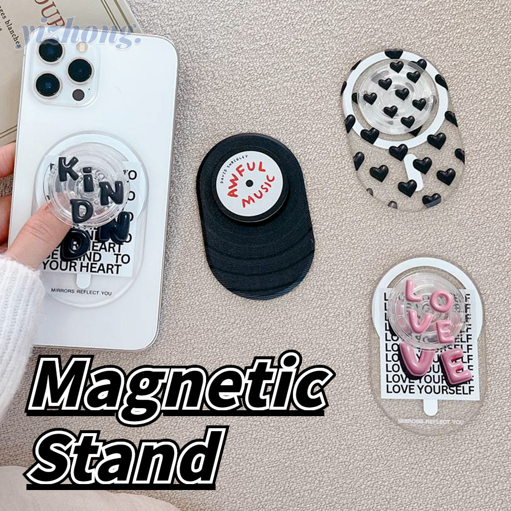 Phone Holder Kickstand Cartoon Fashion Black Love Heart Music Oval ...