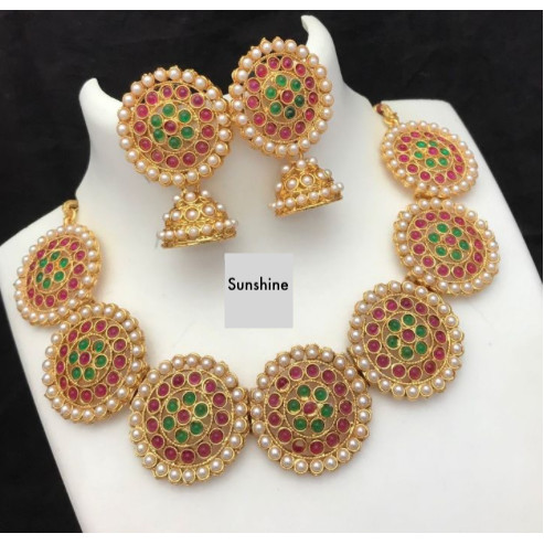 Indian Choker necklace set with matching earrings jewellery set for ...