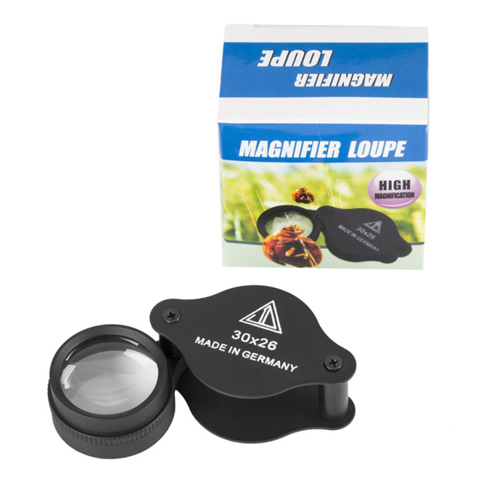 Portable Folding Magnifier 30X Pocket Magnifying Glass Reading Jewllery ...