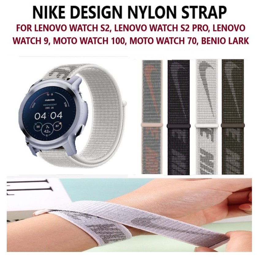 Fashion Nike Nylon Strap Band for Smart Watch Lenovo S2 S2 Pro Lenovo Watch 9 Moto Watch 100 70