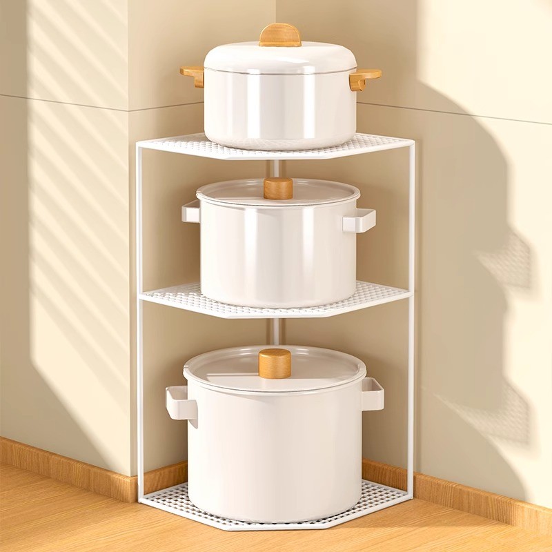 [48H Shipping] Cookware Storage Rack Kitchen Tripod Corner Shelf Sink ...