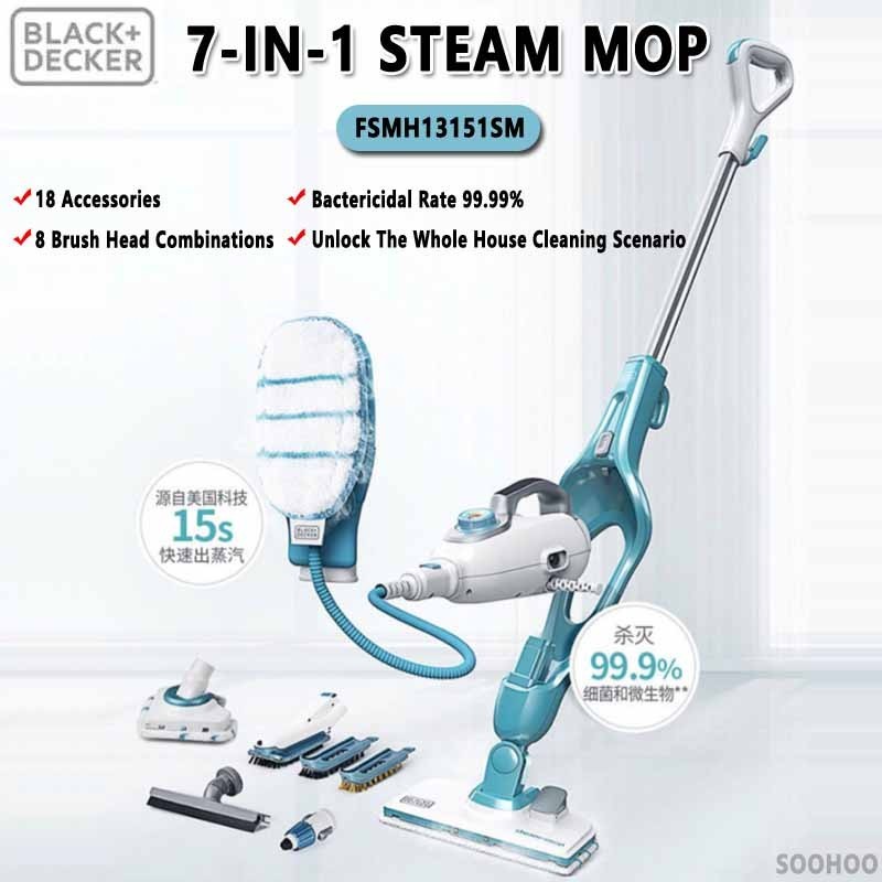 BLACK DECKER 7 in 1 Steam Mop FSMH13151SM 1300W Steam Cleaner