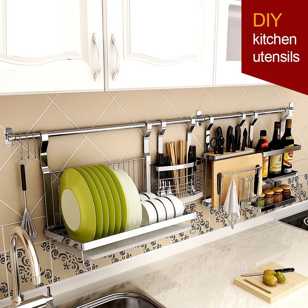 Kitchen utensil hanging rack stainless steel sale