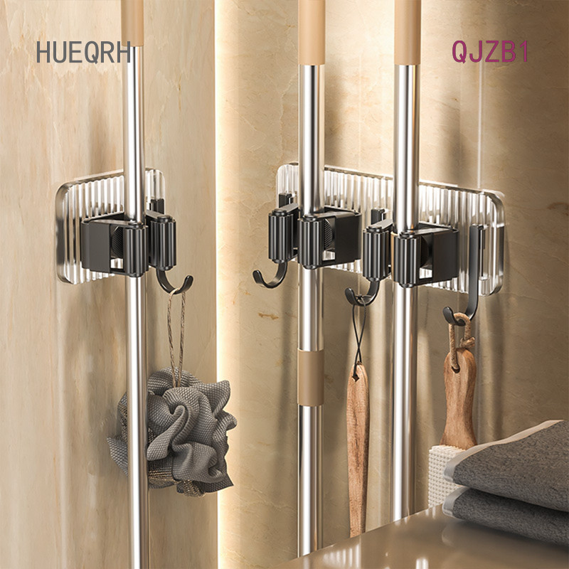 Qjzb1 Stainless Steel Mop Clip No Punching Mop Metal Hook Bathroom