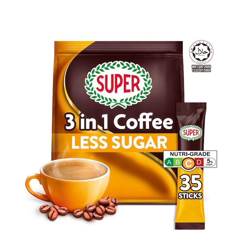 Super 3In1 Coffee Less Sugar 35s X 16g | Shopee Singapore