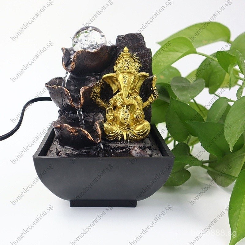 Resin Ganesha Statues,Tabletop Water Fountain,with Illuminated Rolling ...