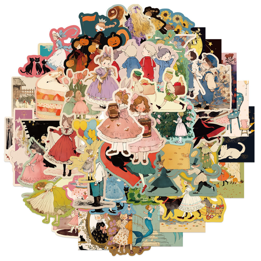 50PCS Fairy Tales Fantasy Illustration Waterproof Graffiti Stickers for ...