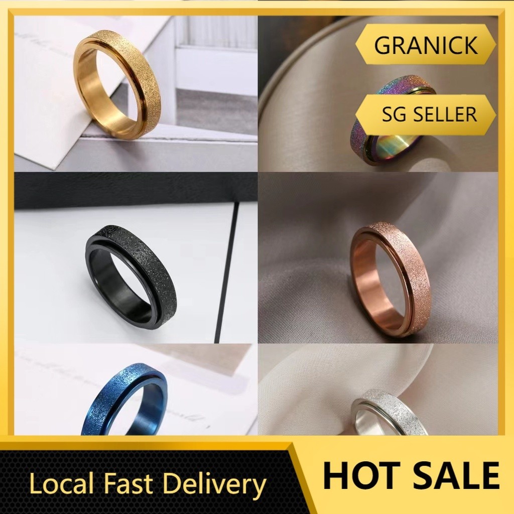 Anxiety Fidget Spinner Rings for Men Smooth Stainless Steel Spinning ...