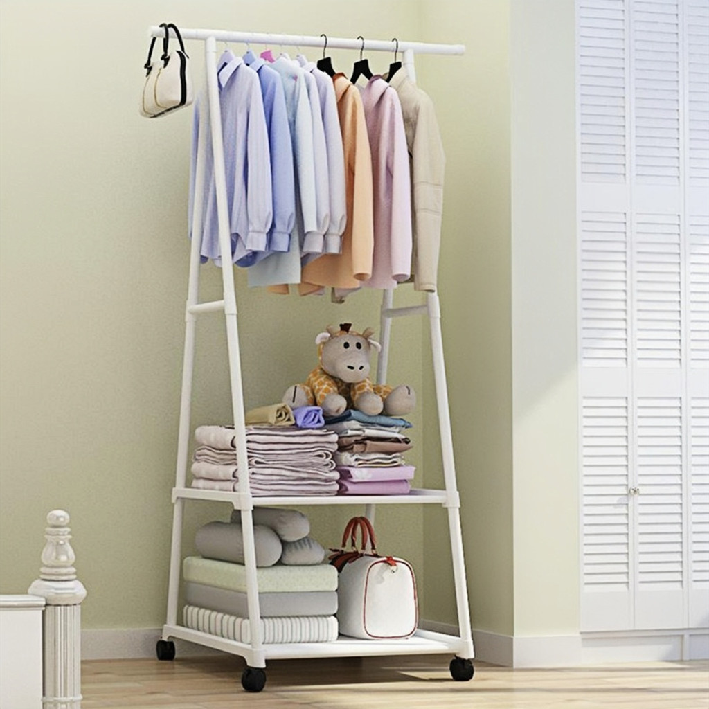 Triangle Coat Rack Movable Multi Tier Storage Rack Simple Clothes ...
