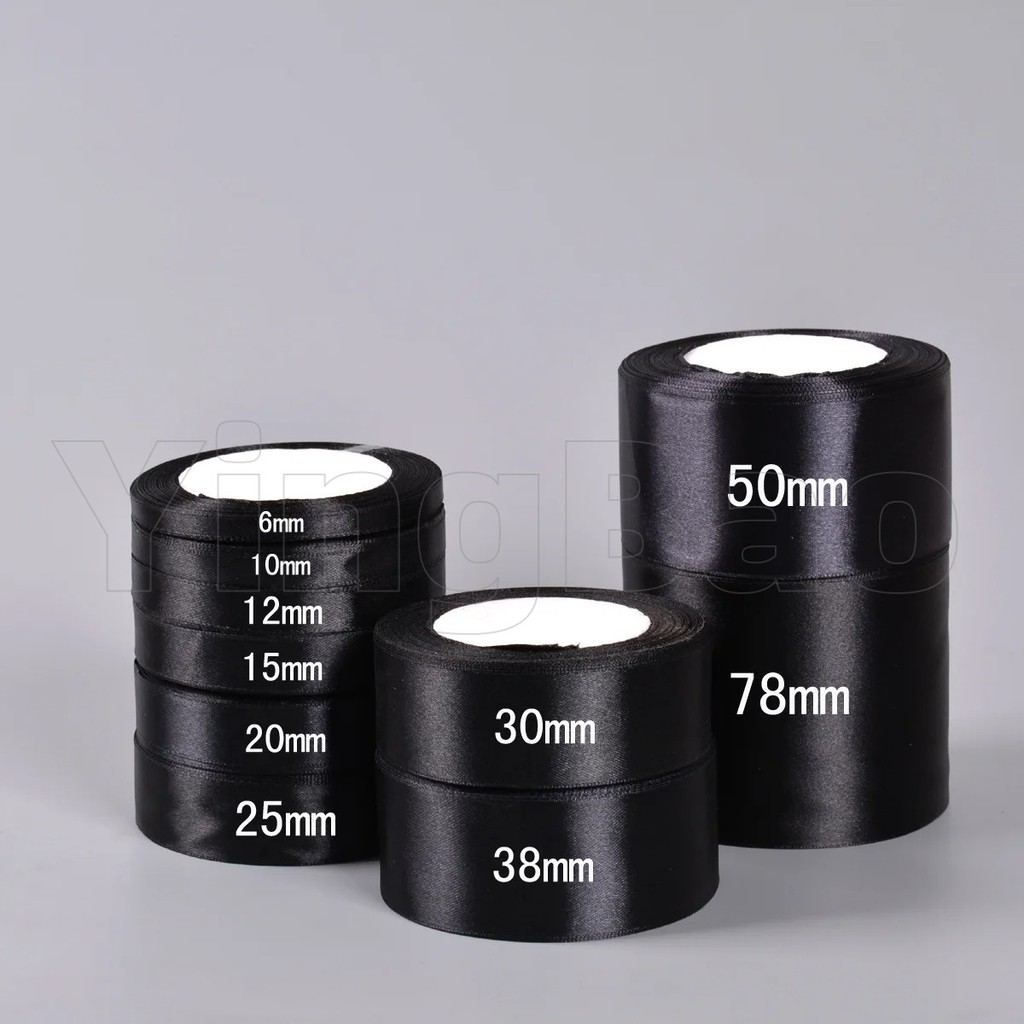 22 Meters 6mm-40mm bow handmade satin Black ribbon 25yards Wedding ...