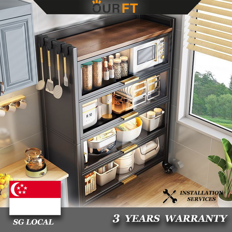 OURFT Kitchen Cabinet With Wheels Multi-layer Storage Cabinet ...