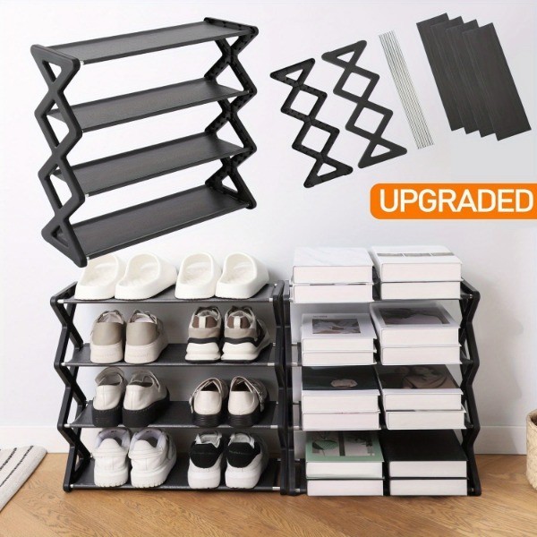 1pc Upgraded Shoe Rack,Shoe Organizer, 4-Tier Foldable Vertical Shoe ...