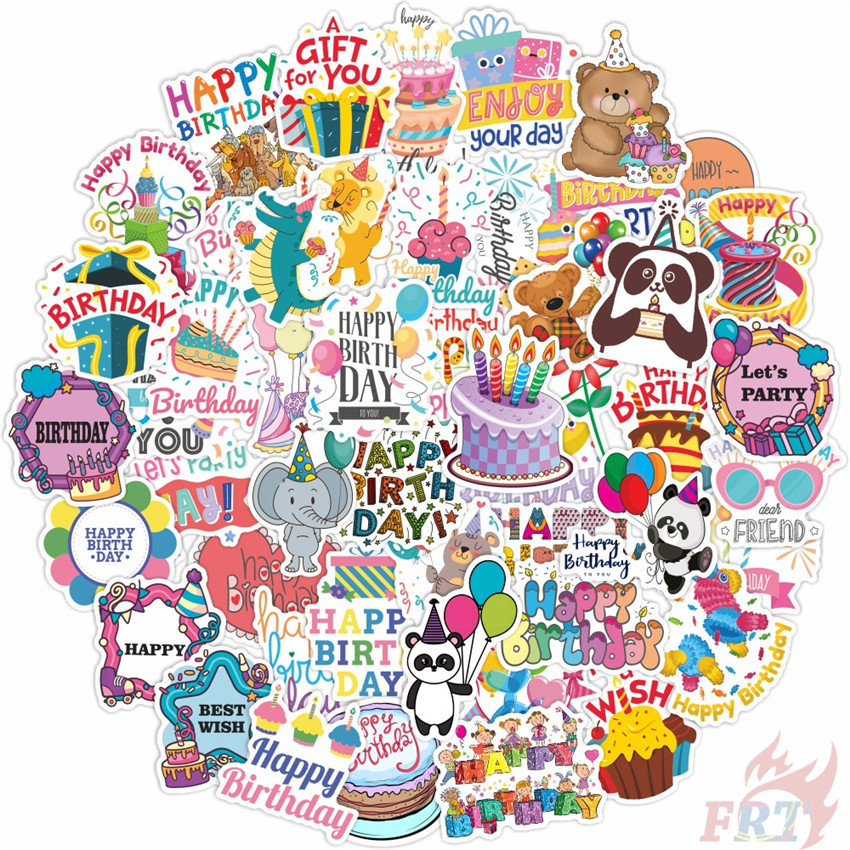 50Pcs/Set Happy Birthday Series 03 Stickers DIY Fashion Waterproof ...
