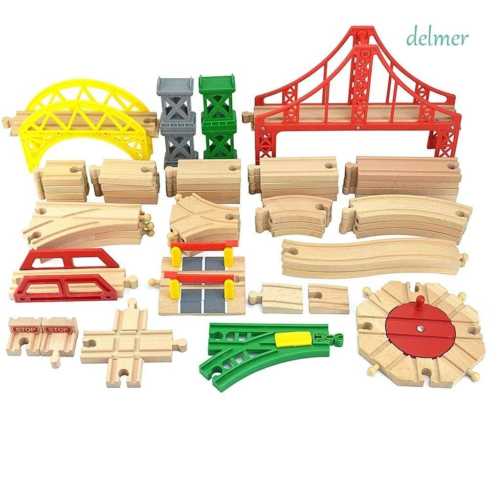 DELMER Wooden Track Railway Toys Puzzle Toy Train Model For Children ...